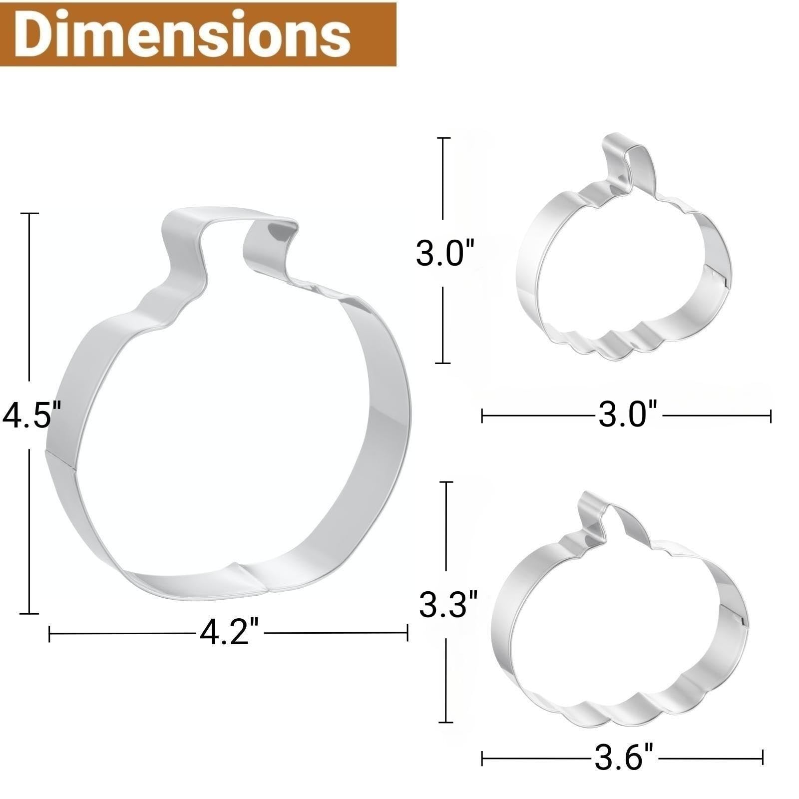 Job Jol Cookie Cutters 3 Pcs, Pumpkin Cookie Cutters, 3'' To 4.5''