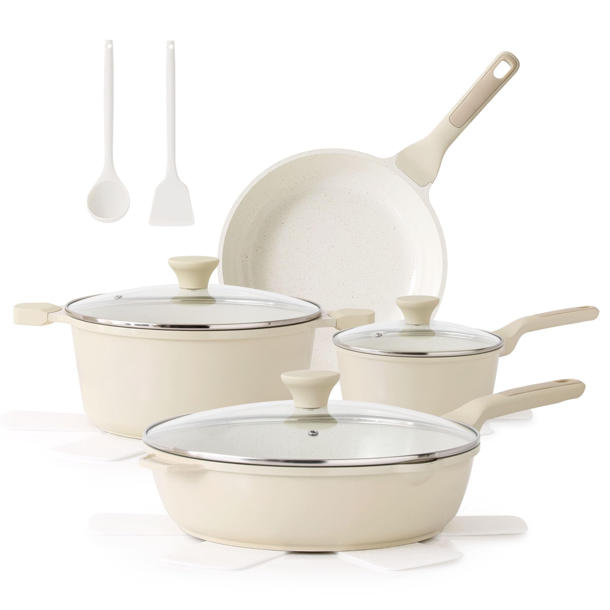Sensarte Nonstick Ceramic Cookware Set LargeSize 13Piece, Healthy Pots And Pans Set, NonToxic Kitchen Cooking Set With StayC