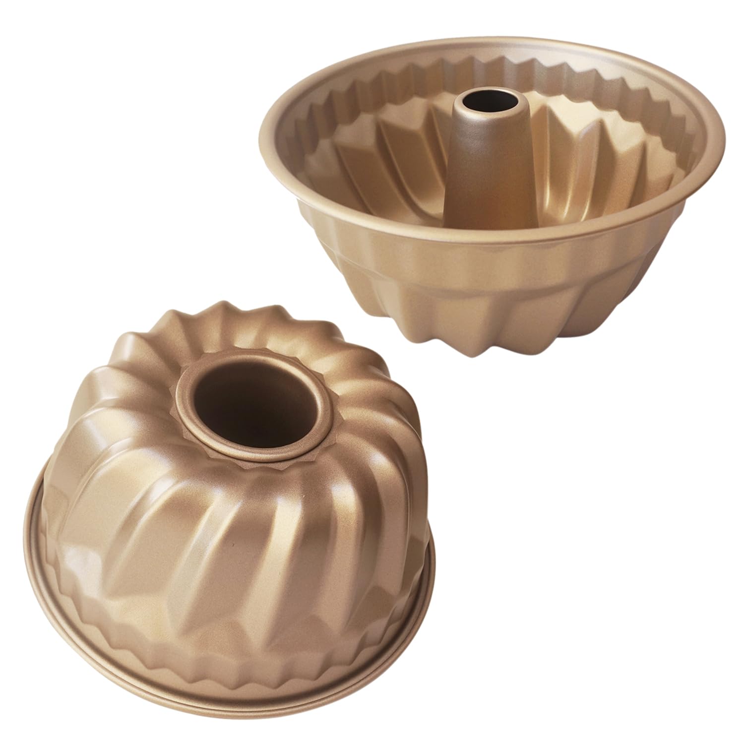 Heluok 7 Inch Fluted Tube Round Cake Pan, Nonstick Kugelhopf Baking Mold