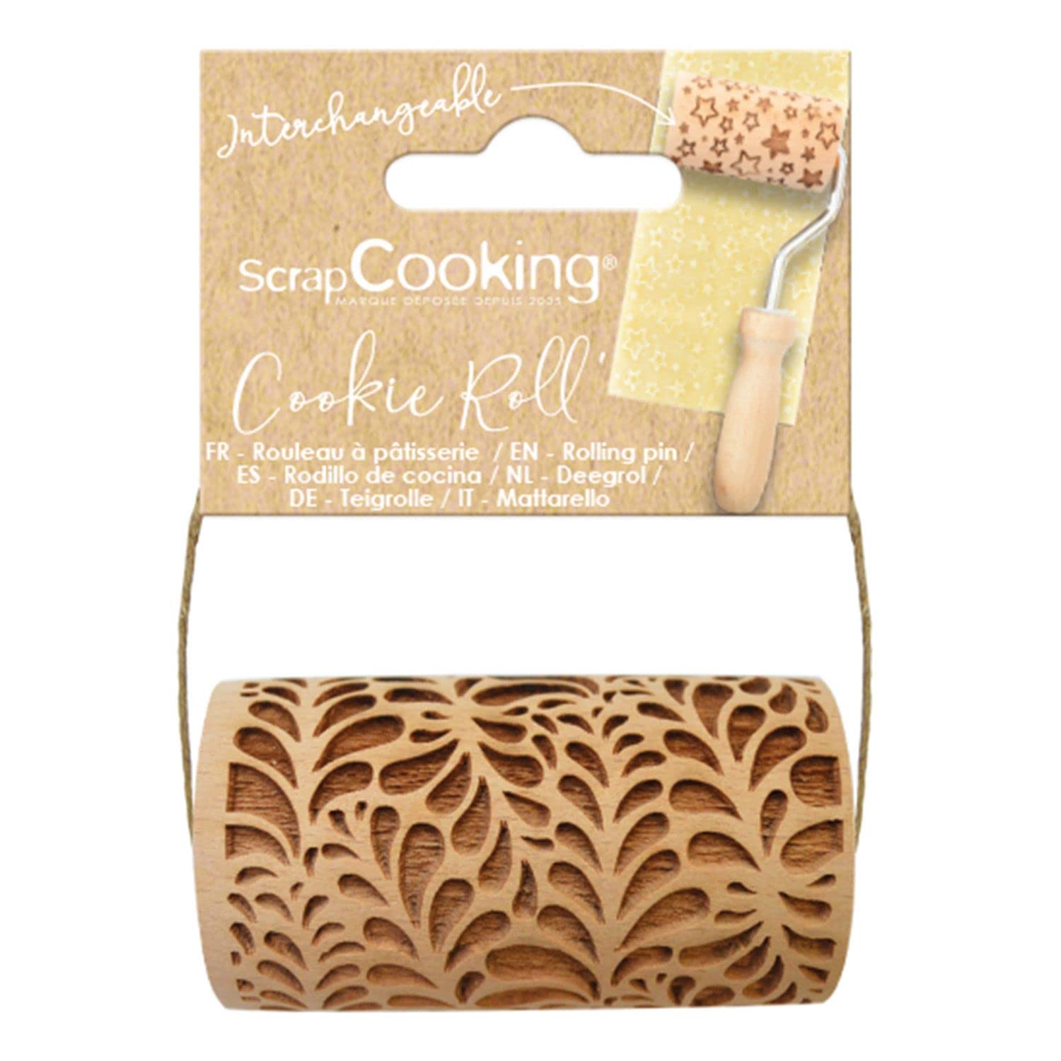 SCRAP COOKING - Mini wooden roll Ondines - Deco Embossed Engraved Footprints - Biscuits, Shortbreads, Cookies Decoration Mould -