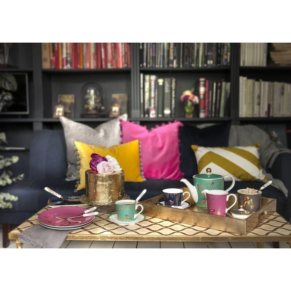 Portmeirion Sara Miller London Chelsea Covered Sugar Bowl | 10 Oz Sugar Jar For Coffee Bar, Home, And Kitchen Countertop | Made