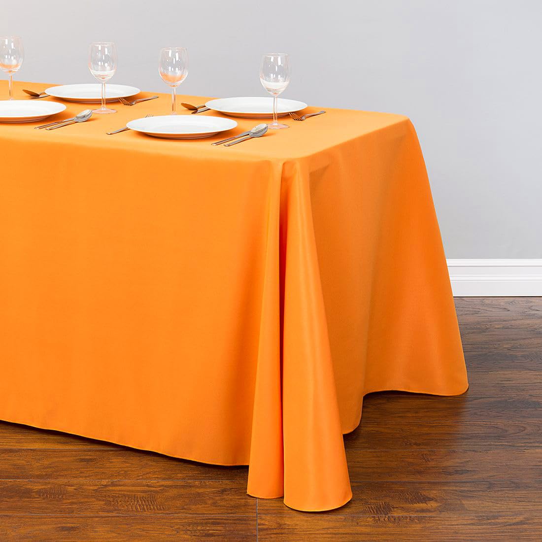 Ltc Linens 2-Pack Rectangular Tablecloths 90 In X 132 In Orange - Rounded Corners Table Cloths For 6 Ft Rectangle Tables Floor L