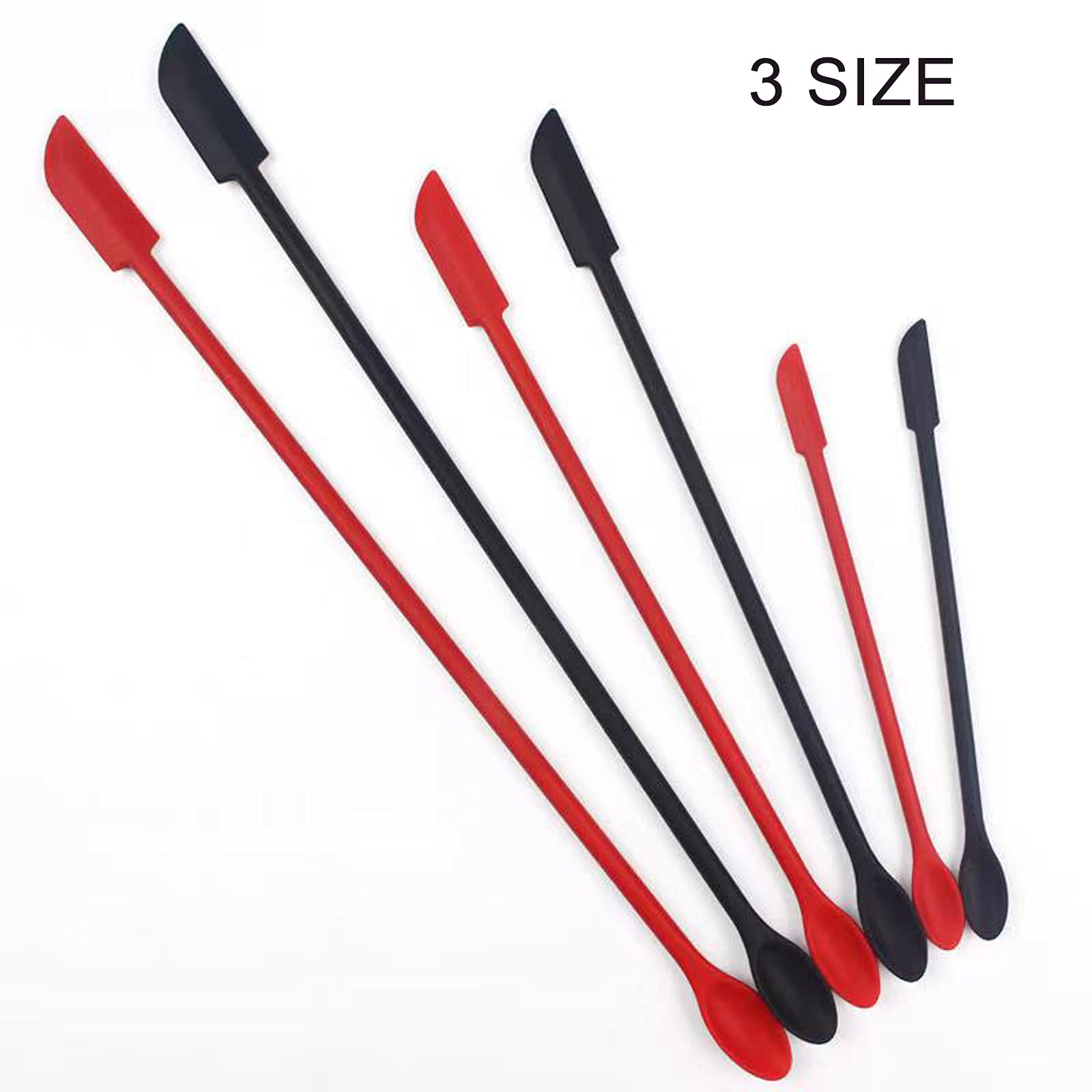 4 Pieces Mini Silicone Spatula Set, Small Rubber Spatula For Makeup, Thin Jar Scraper For Kitchen(4, Black)