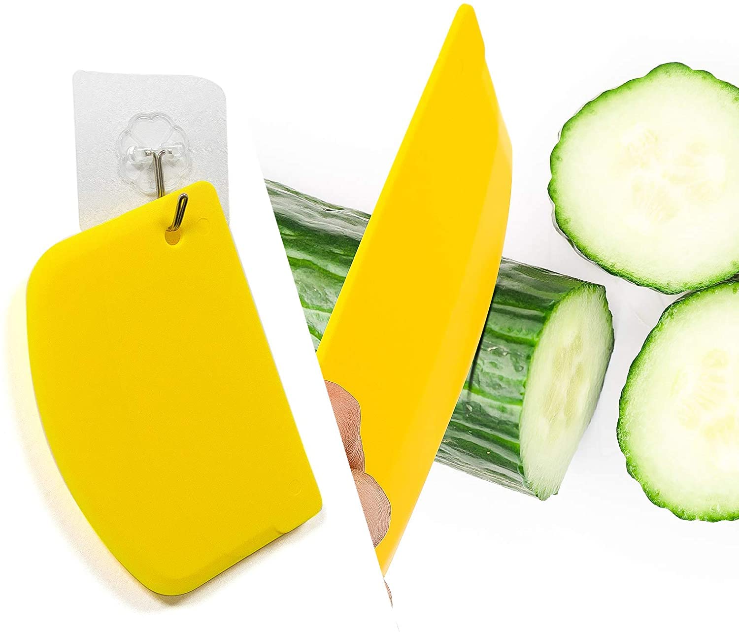 Luter 2Pcs 13.5X9Cm/5.3X3.5 Dough Scraper Plastic Pastry Cutter Bowl Scrapers Dough Bread Cutters For Cake Decorating Baking (Ye