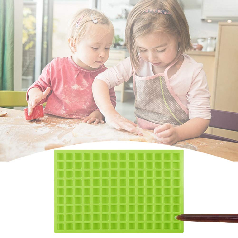 2 Pack 126 Cavity Square Silicone Mold Mini Candy Gummy Jelly Molds Ice Cube Tray With Silicone Dropper Clip For Chocolate Candy