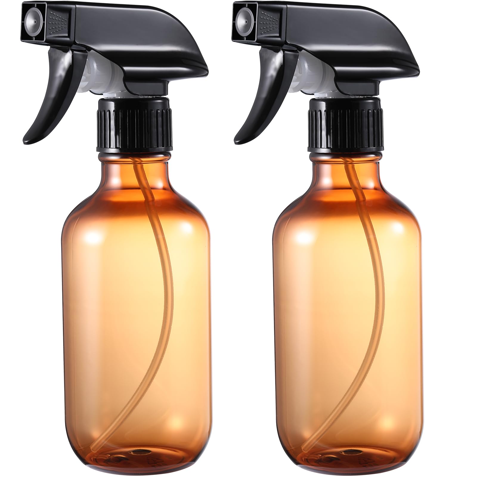 Geartrust Plastic Spray Bottles Small, Mister Squirt Bottle 2 Pack, 10.1 Oz Amber Refillable Empty Water Spray Bottles With Adju