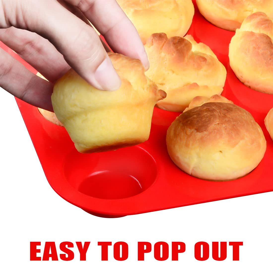 Caketime Silicone Muffin Pan, Mini Muffin Pan, Regular 12 Cups And Mini 24 Cups Muffin Pan Set Of 2 For Baking Egg Bites