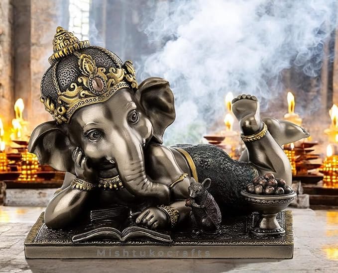 Shri Balaji Craft Ganesh Ji Idol For Car Home Office Book Reading Ganesha Murti For Home Decor Decorative Shopice