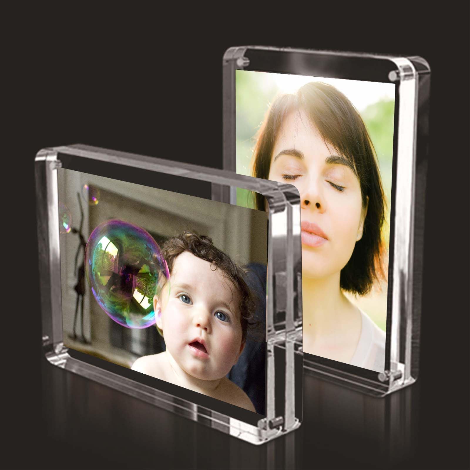 Vowcarol Acrylic Picture Frames 2.5x3.5 inches, Small Picture Frame Magnetic Photo Display Holder, Desktop Frameless Picture Dis