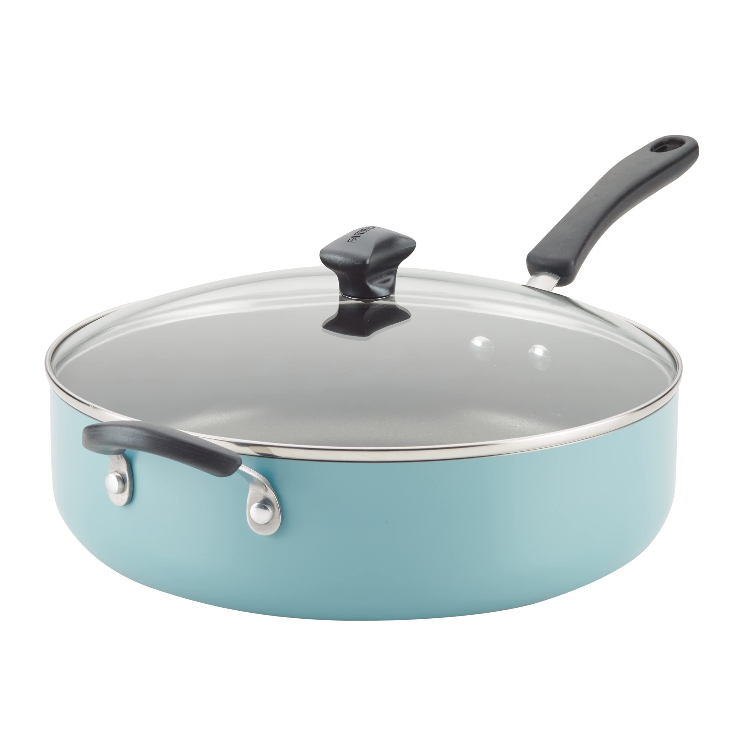 Farberware Cookstart DiamondMax Nonstick Jumbo Cooker with Lid and Helper Handle, Dishwasher Safe, 6 Quart - Aqua