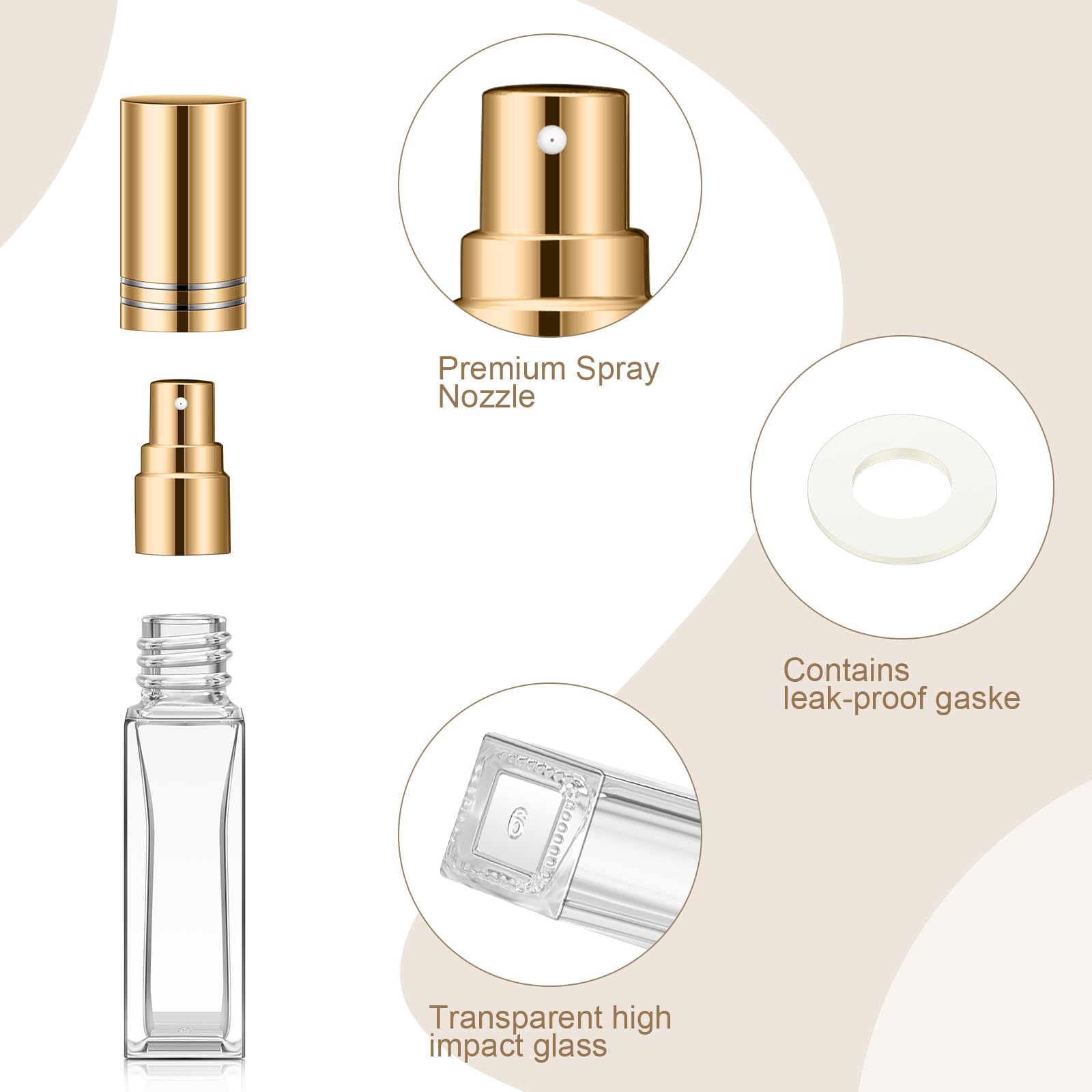 Domensi 30 Pcs Glass Perfume Travel Refillable Bottles 20 Ml Mini Cologne Perfume Bottles Empty No Leak Travel Size Atomizer Spr