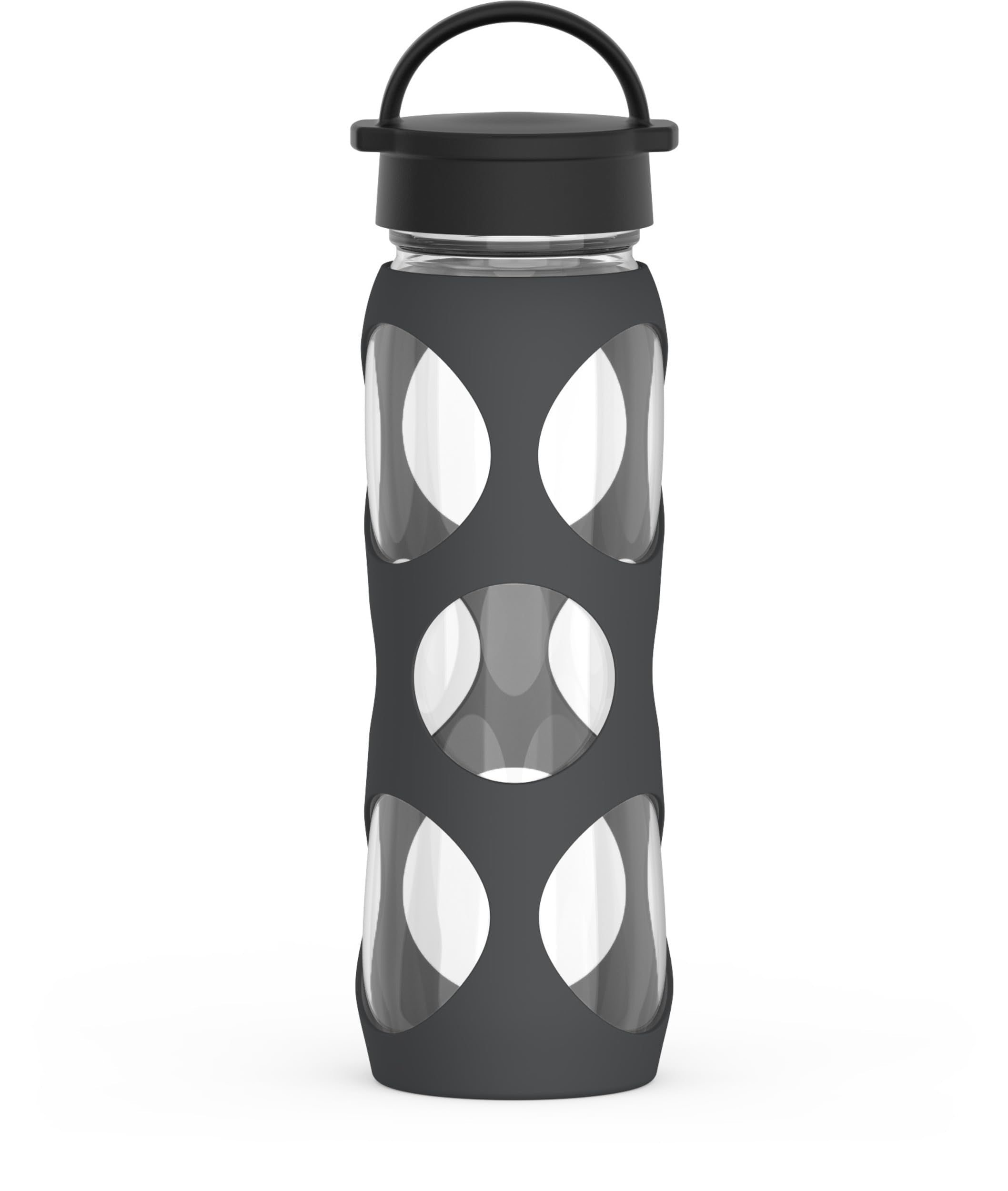 Lifefactory 22oz Glass Water Bottle with Classic Chug Cap, Carbon