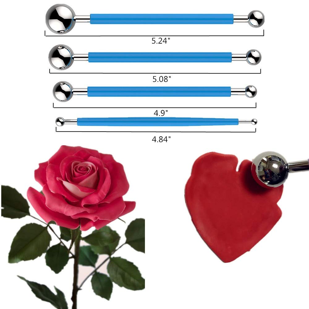 Gum Paste Flowers And Leaves Fondant Tools Kit-4Set Gumpaste Flower Cutter 4Set Fondant Flower Silicone Molds 1 Veining Board 1