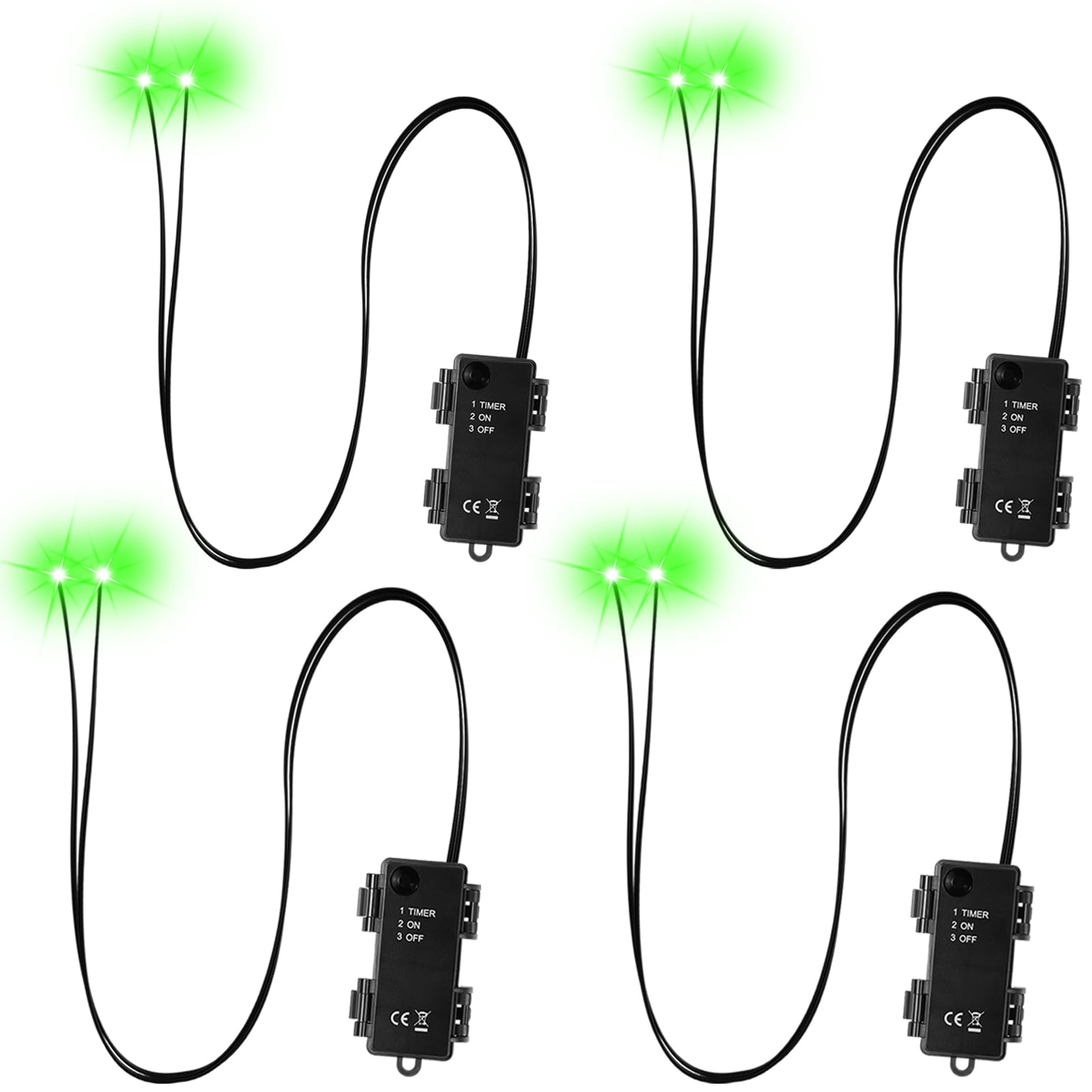 BlissfulTie 4 Pcs LED Glowing Eyes for Halloween, Green Light up Eyes for Mask Cosplay, Skull, Pumpkin, DIY Horror Props Decorat