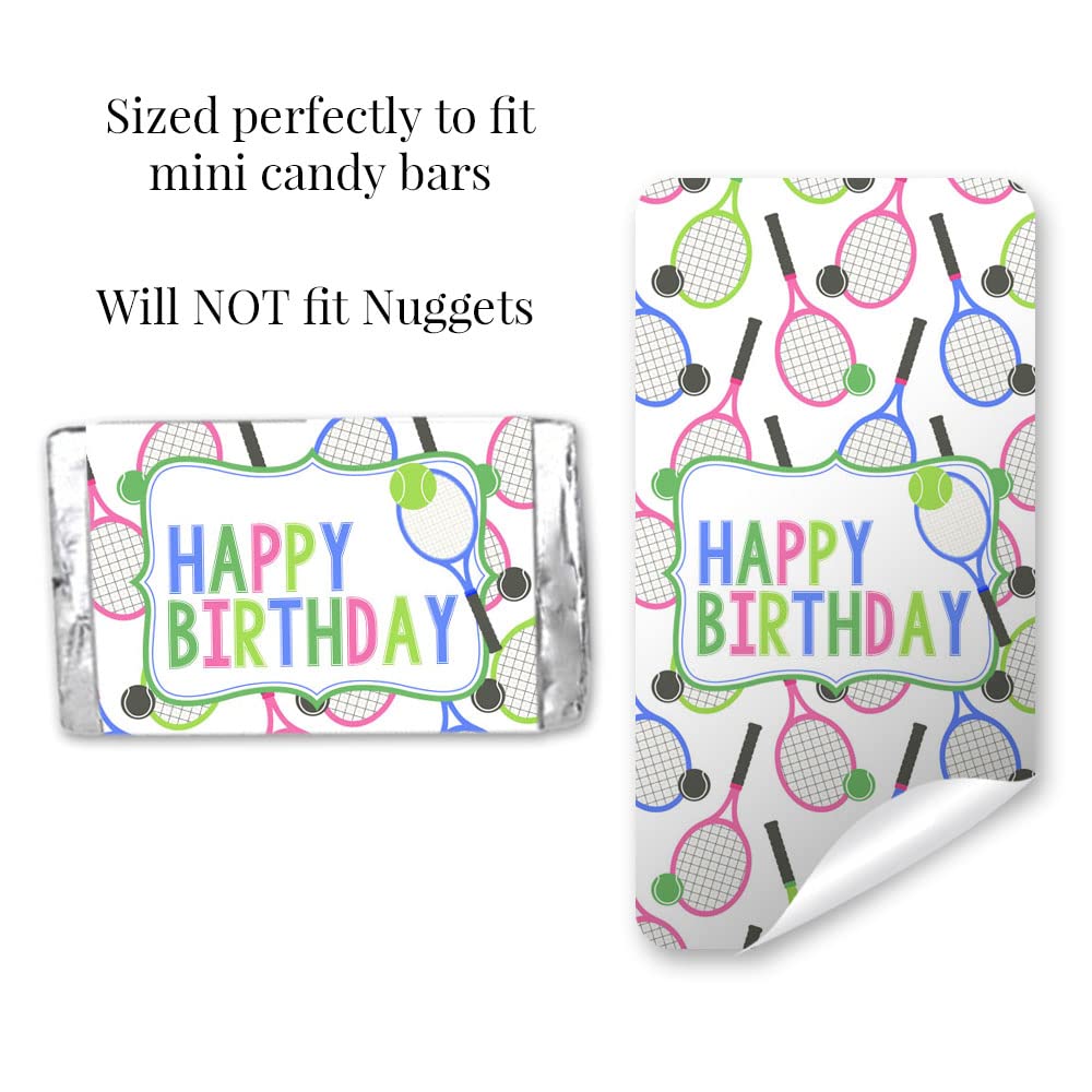 Amanda Creation Let'S Make Some Racquet Tennis Themed Birthday Party Mini Chocolate Candy Bar Sticker Wrappers, 45 1.4'' X 2.6''