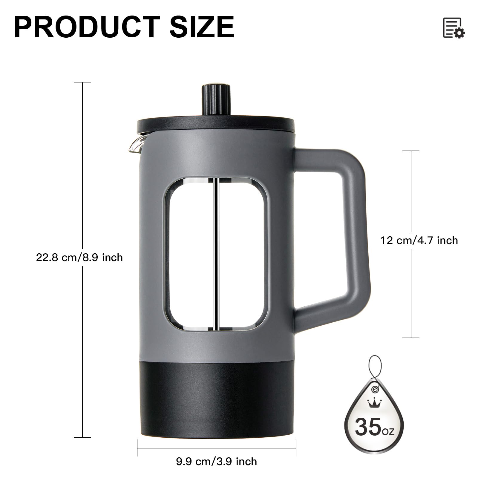 Yolife French Press Coffee Maker, 34 Oz / 4 Cup Coffee Tea Press With Heat-Resistant Borosilicate Glass, 4-Level Filtration Syst
