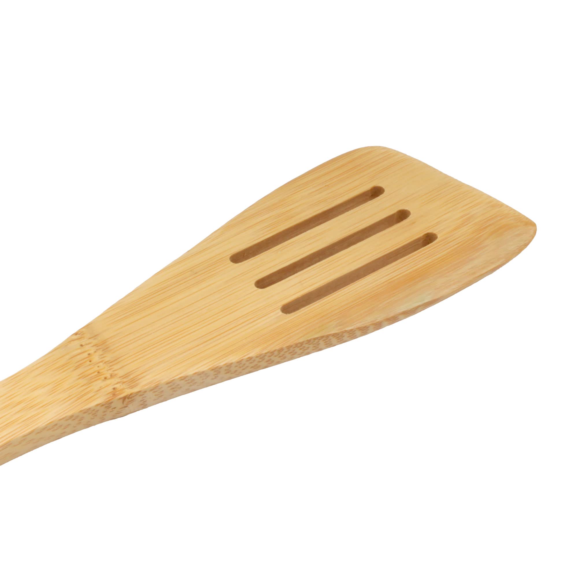 Bamboo Serving/Cooking Utensils - B13 - Angled Slotted Spatula - 5 Pieces