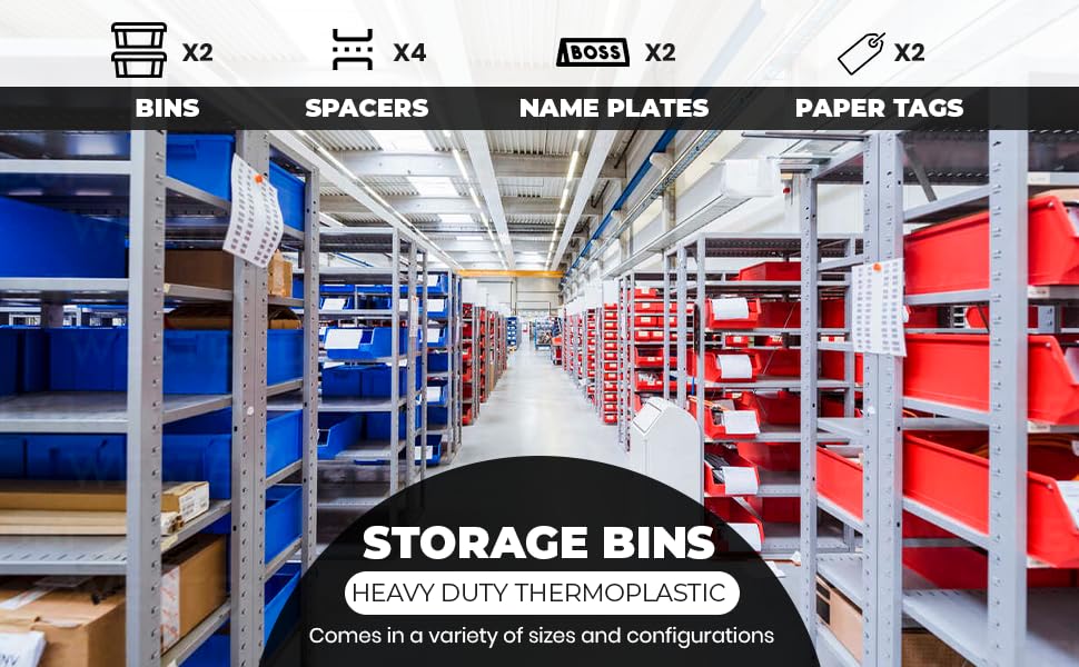 Djc Supply Heavy Duty Thermoplastic Storage Bin Organizer, Stackable, Hangable, Side-Connect (Grey (8 Pack), Medium 5.9'' X 9.4'