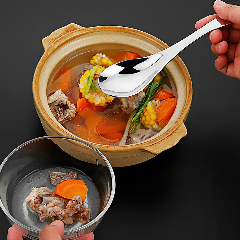 Aoosy Soup Spoons, 6 Pieces Stainless Steel Korean Spoons, Asian Soup Spoons, 6.3 Inches Heavy Duty Asian Thick Short Handle Ram