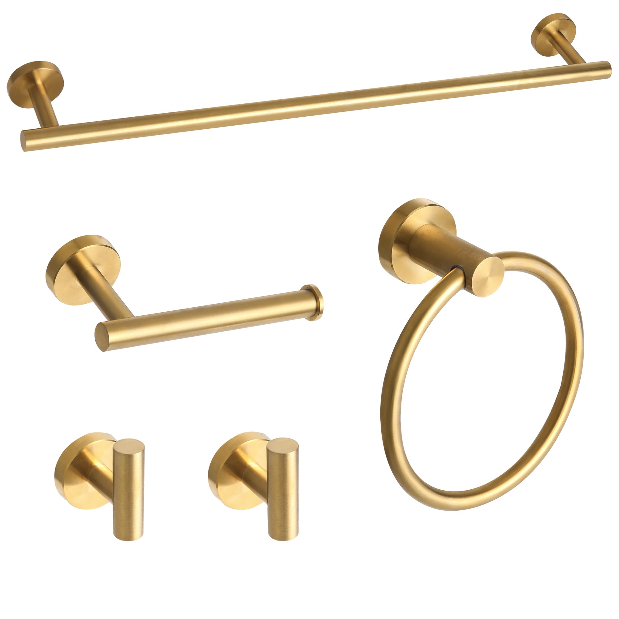 Ntipox Brushed Gold Bathroom Hardware Accessories Set 5 Piece, Stainless Steel Bath Towel Bar Set 24 Inch,Toilet Paper Holder,To