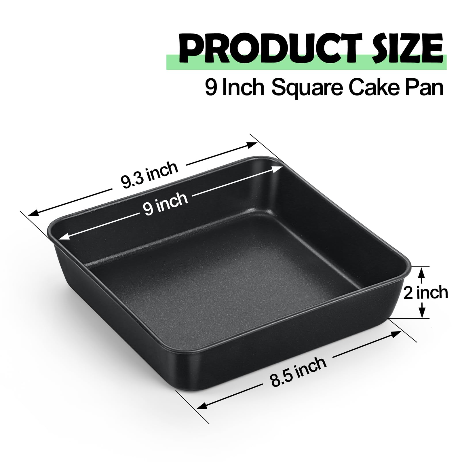 Teamfar Non-Stick Square Cake Pan, 9 Inch Square Baking Roasting Pan For Oven, With Stainless Steel Core For Cooking Cake Browni
