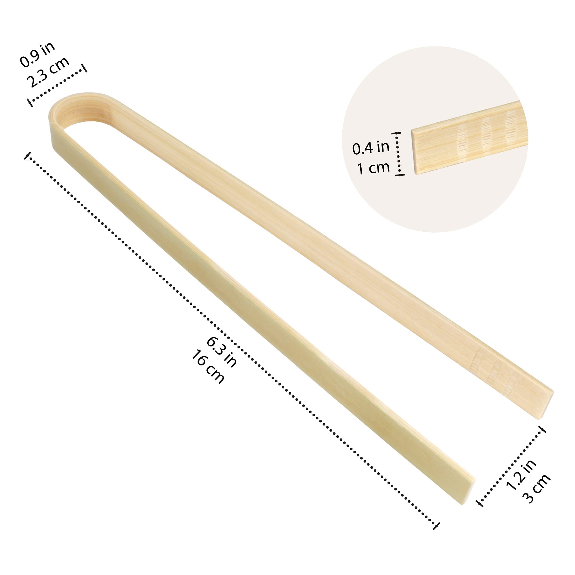 Bamboomn 6.3'' Mini Bamboo Disposable Tongs - Toast Tongs - 100 Pieces