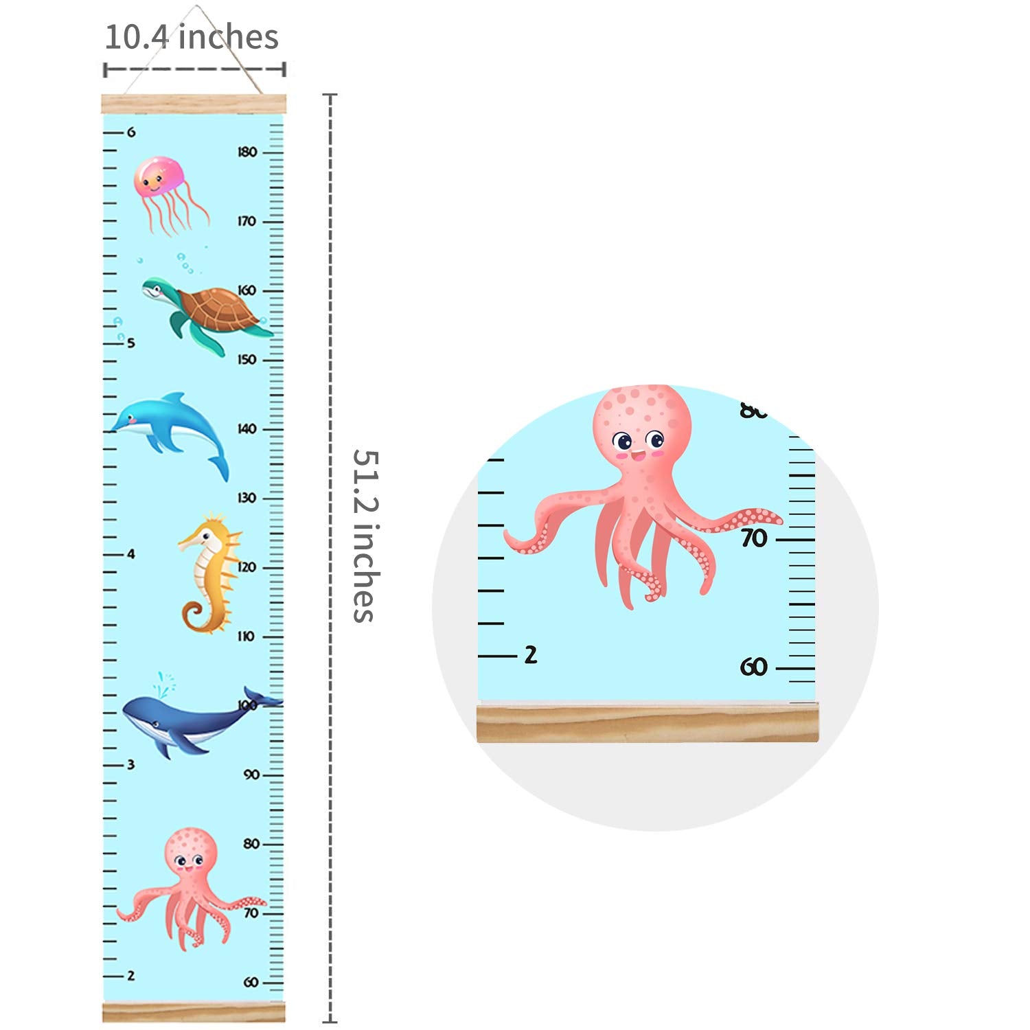 Animals Growth Chart For Kids, Baby Height Chart, Canvas Height Measuring Rulers For Boys Girls (Animals 3)