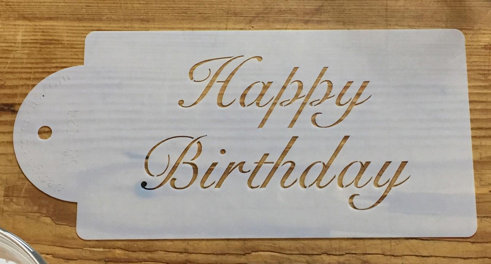 Designer Stencils Fancy Happy Birthday Cake Stencil, Beige/Semi-Transparent