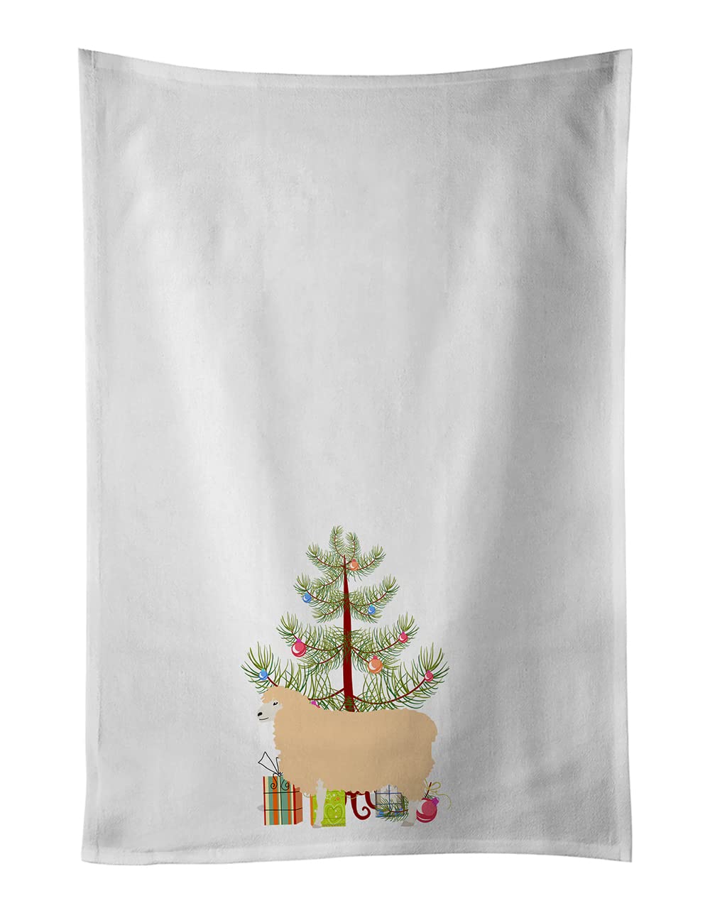 English Leicester Longwool Sheep Christmas White Kitchen Towel Set of 2
