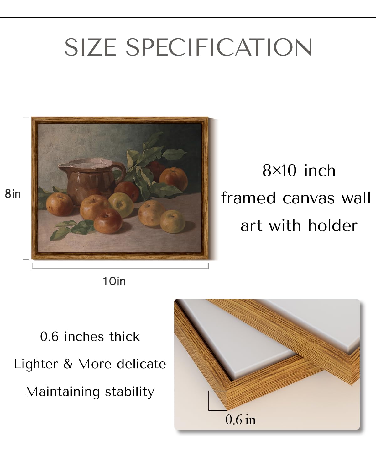 Insimsea Framed Canvas Wall Art Vintage Aesthetic Room Decor, Harvest Apples Still Life Oil Painting Artwork Abstract Wall Pictu