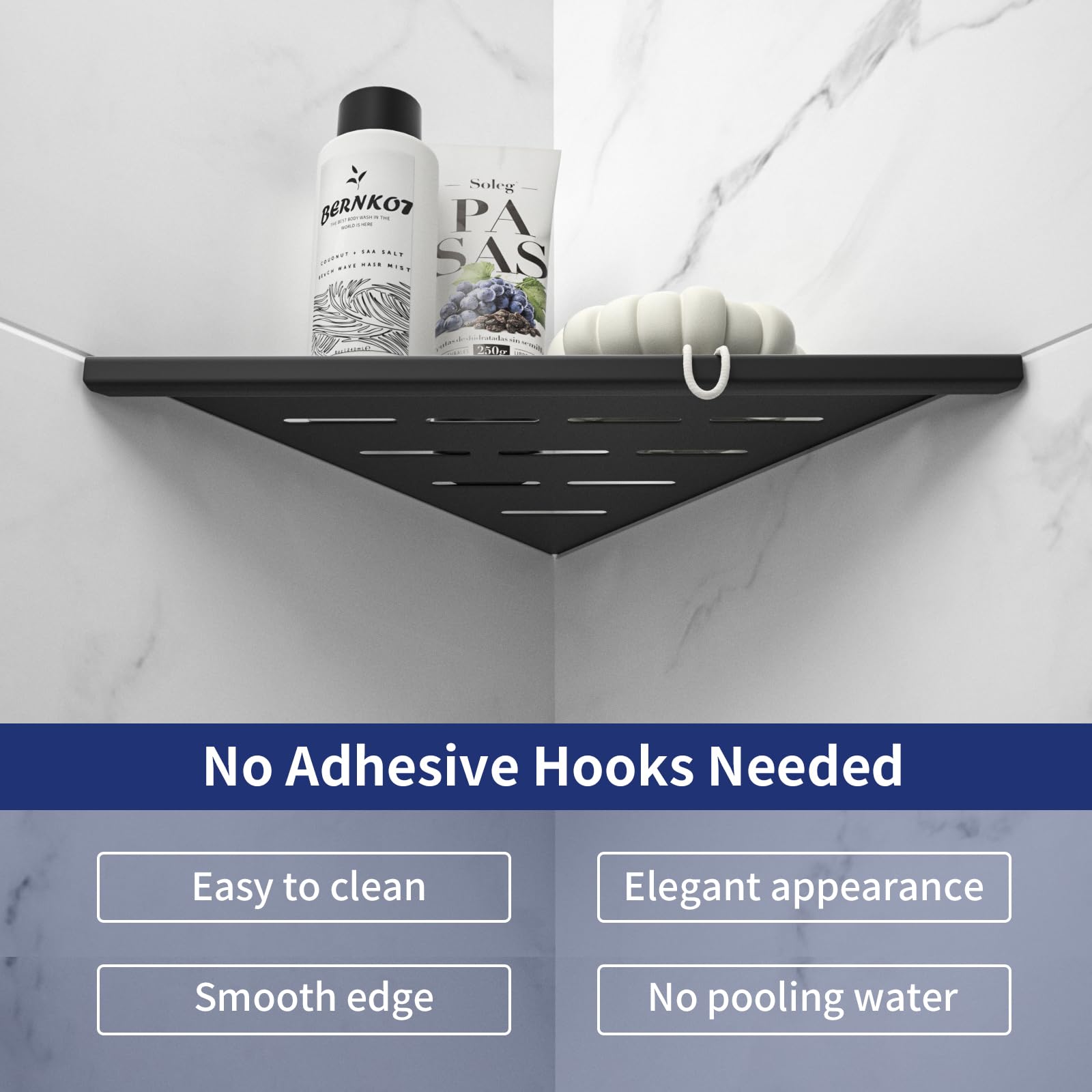 Bernkot 10'' Corner Shower Shelf 2Pcs, 304 Stainless Steel Recessed Bathroom Shelves For Tiled Wall, No Drilling Needed (10'', B