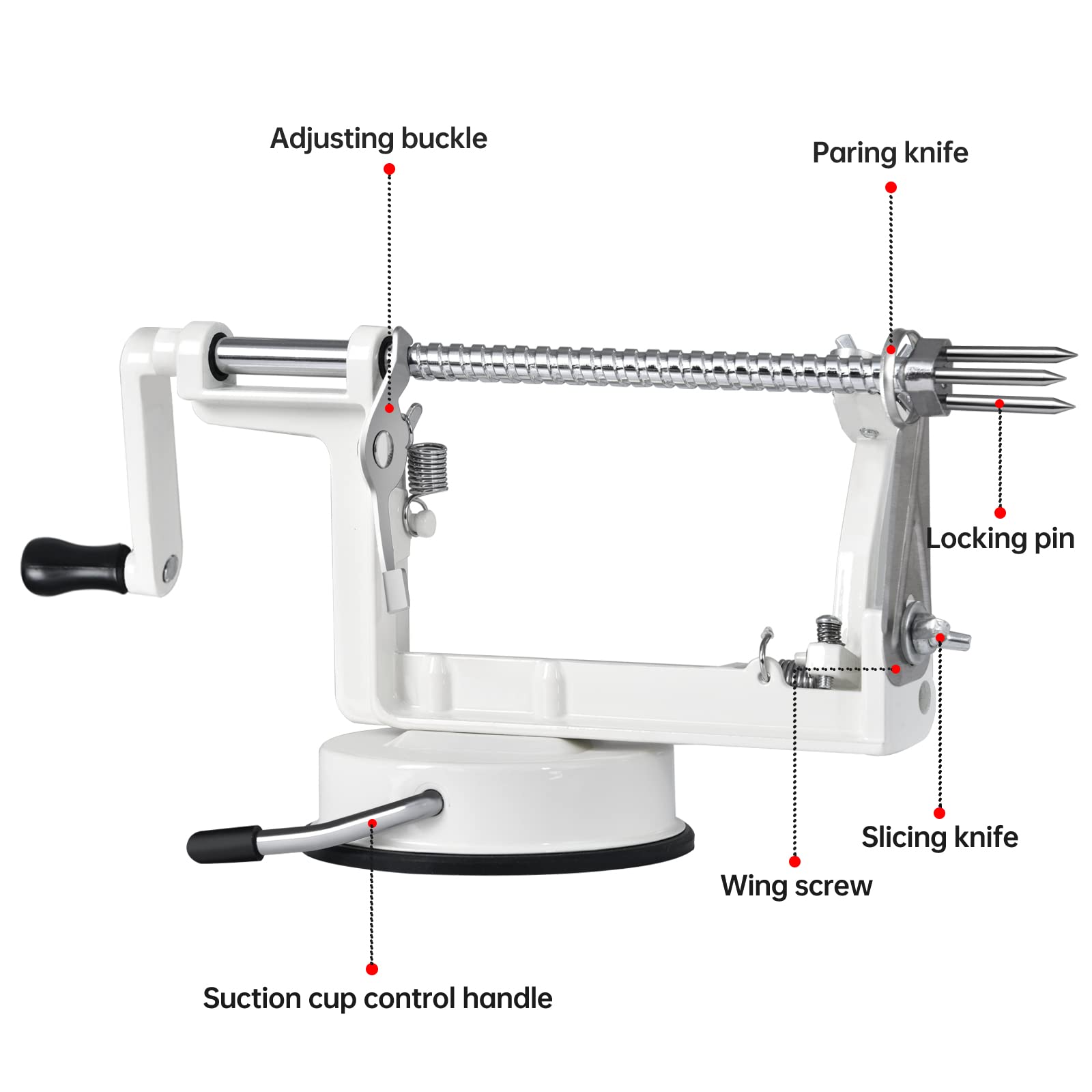 Apple Peeler Corer, Long Lasting Chrome Cast Magnesium Alloy Apple Peeler Slicer Corer With Stainless Steel Blades And Powerful