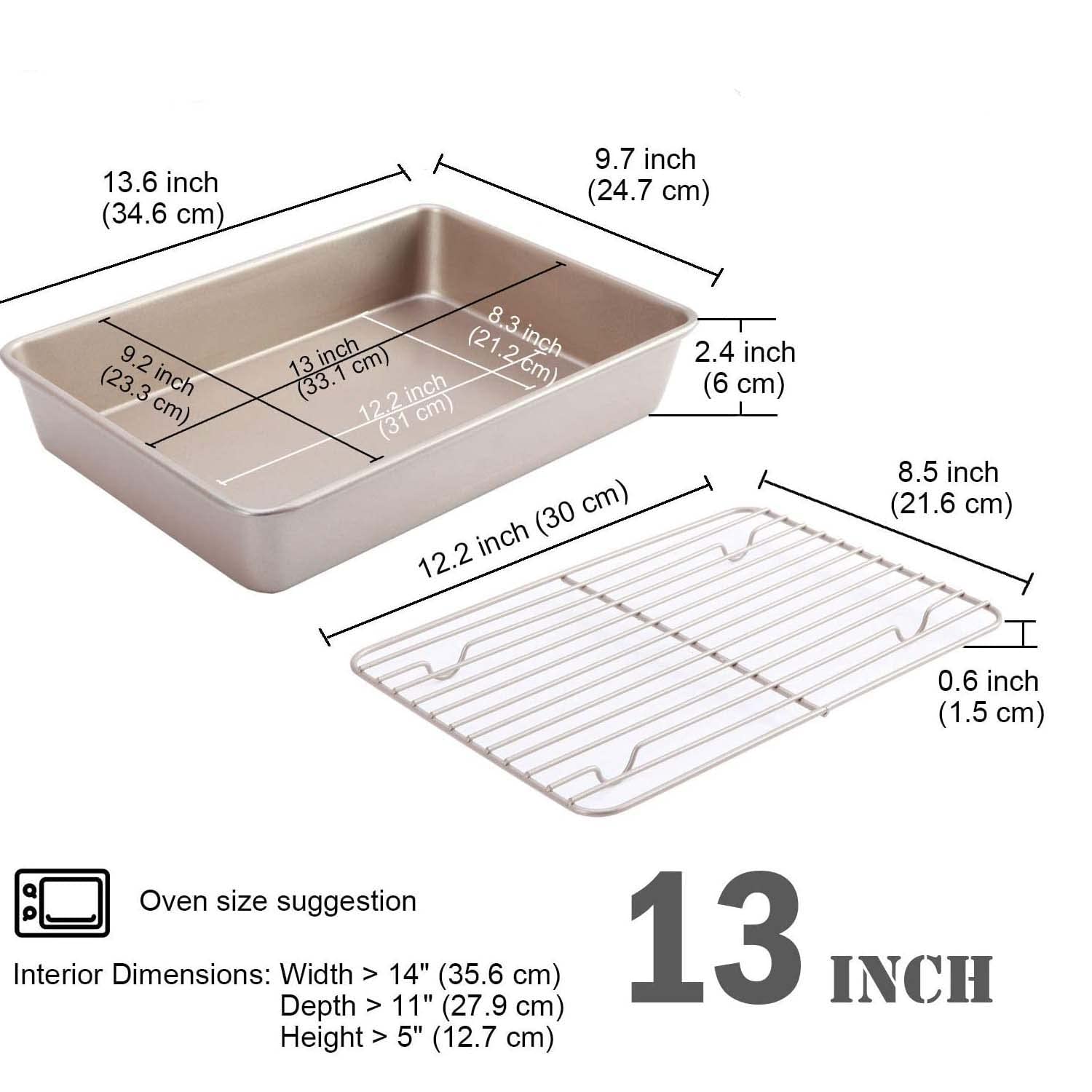 Turkey Roasting Pan With Rack For Ovens, Nonstick Rectangular Turkey Chicken Roaster Pan Baking Dish Broiler Pan Bakeware Heavy