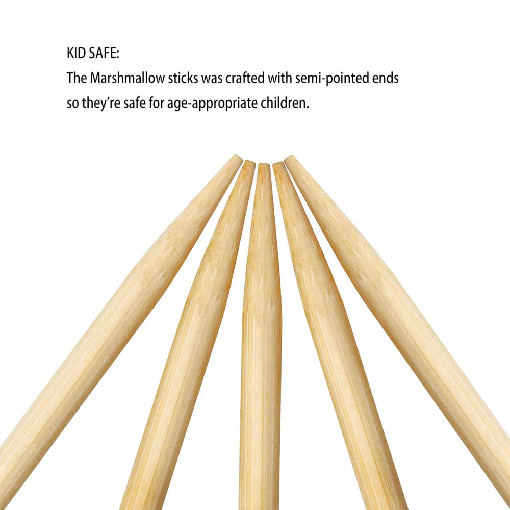 FLYPARTY Bamboo Marshmallow Roasting Sticks with 30 Inch 5mm Thick Extra Long Heavy Duty Wooden Skewers Roaster Barbecue S'Mores Skewers Hot Dog Forks for Camping Party Kebab Sausage(120 Pcs)