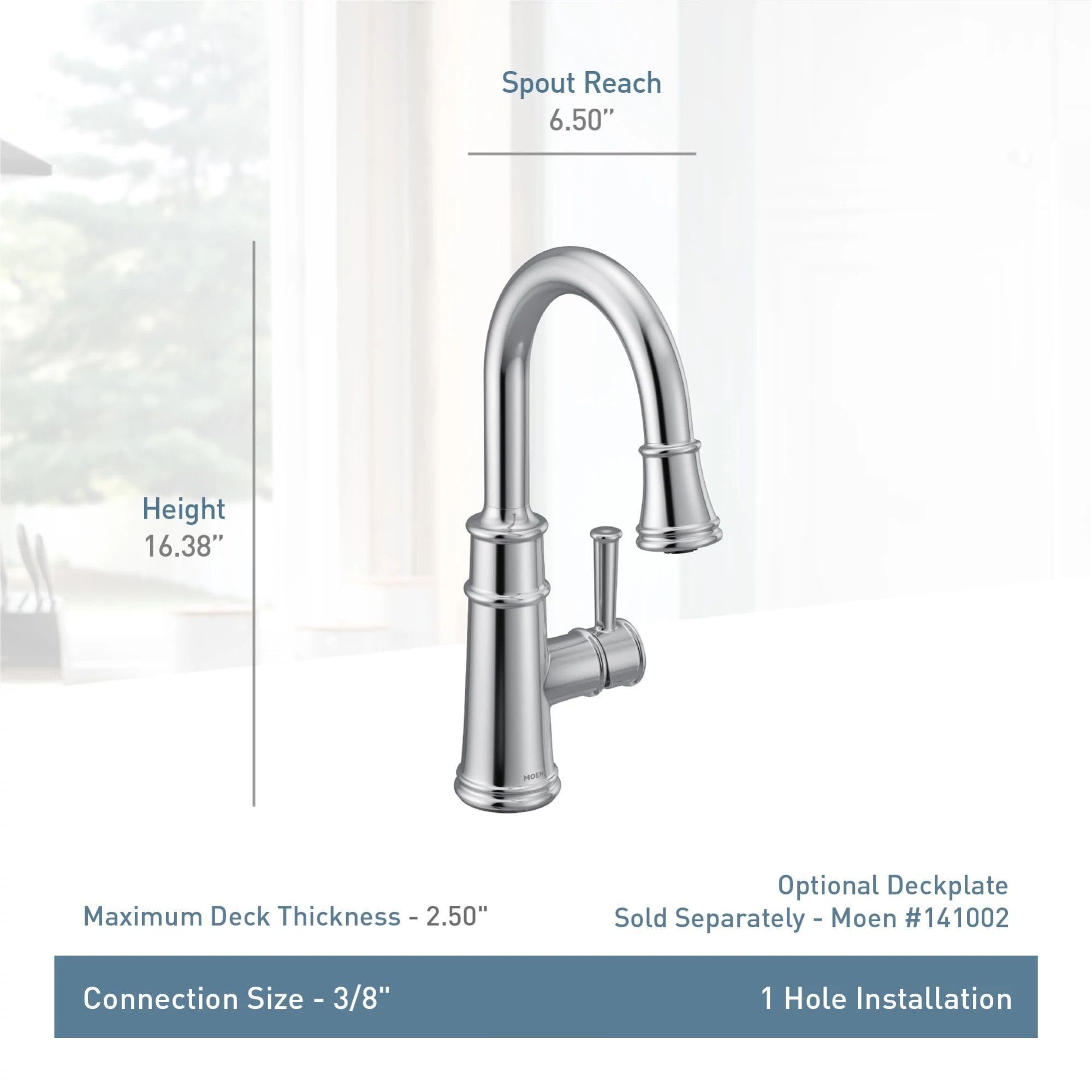 Moen 6260Orb Belfield One-Handle Pulldown Bar Faucet With Power Clean Featuring Reflex, Oil Rubbed Bronze