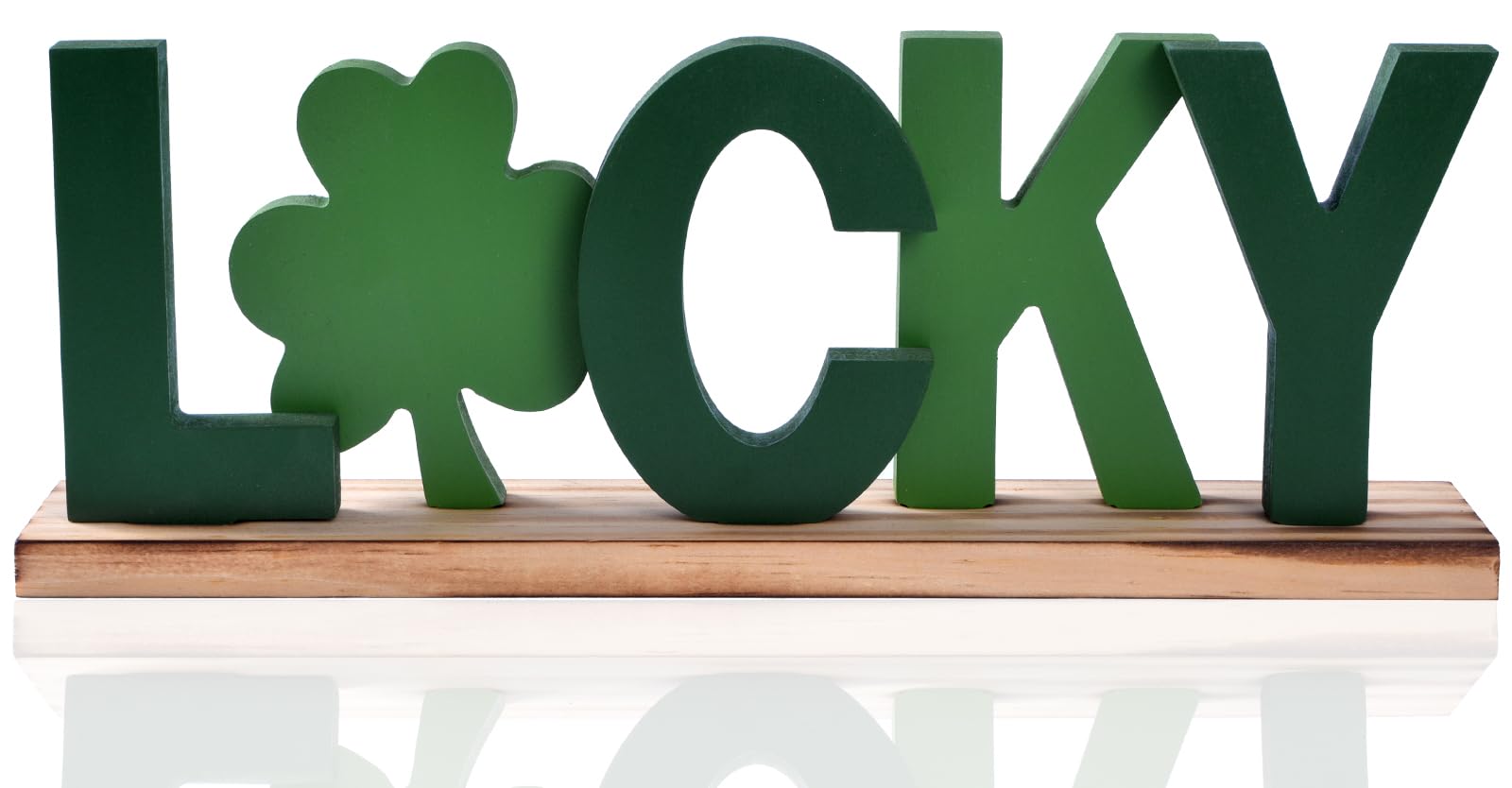 St Patricks Day Decorations Wooden Shamrock Decor LUCKY Letter Sign with Clover, St. Patricks Day Table Decorations Centerpiece 
