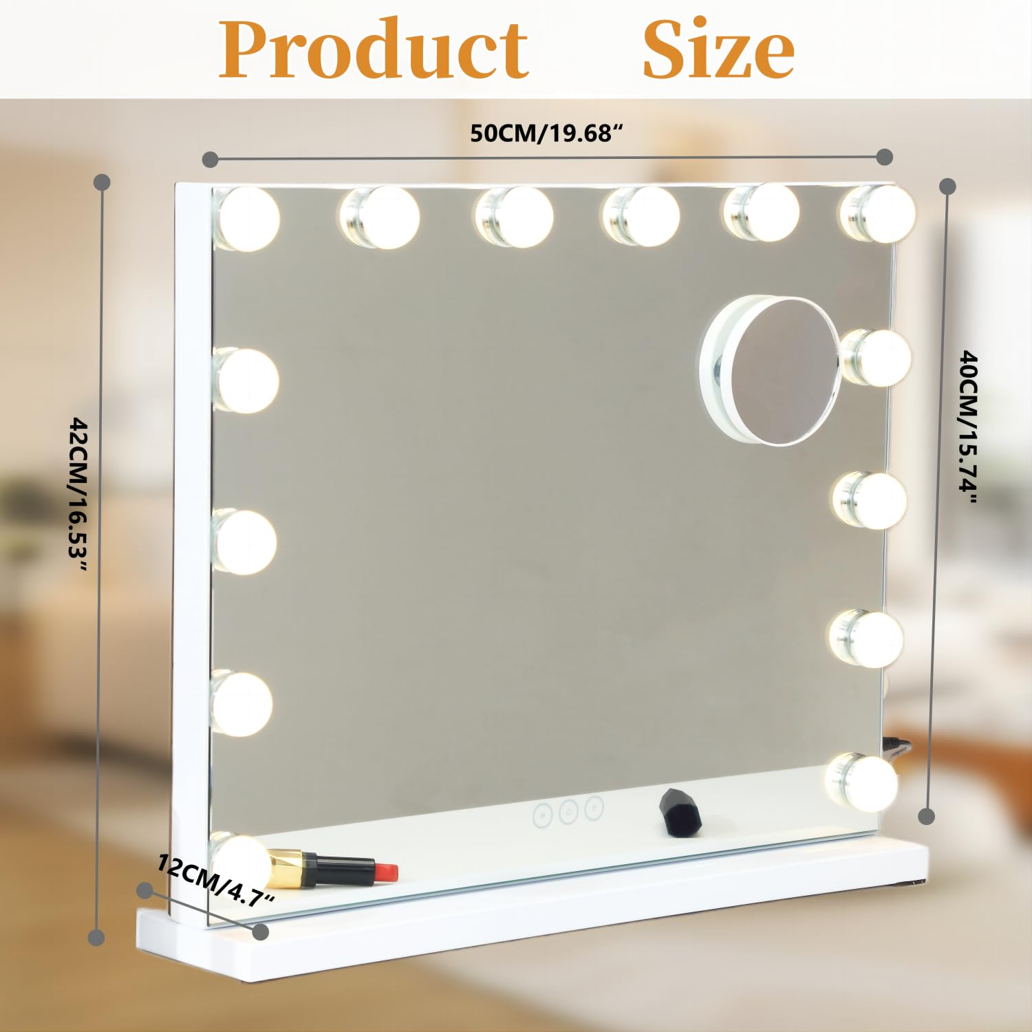 Nusvan Vanity Mirror With Lights Lighted Makeup Mirror With Dimmable Led Bulbs,3 Color Lighting Modes,Usb Charging Port Touch Co