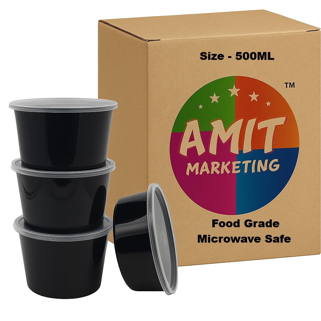 Amit Marketing Round Disposable Food Container With AirTight Lid | LeakResistant Meal Prep Box | Freezer & Dishwasher Safe | R
