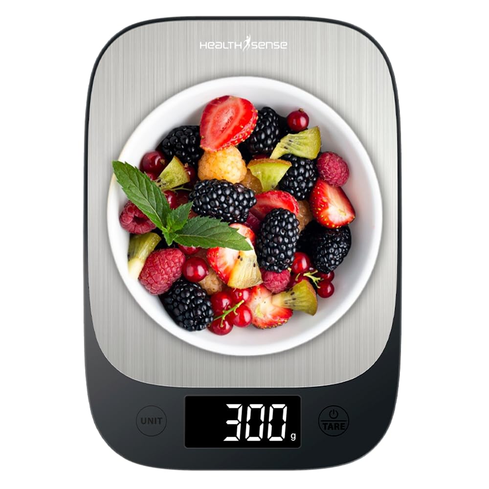 HealthSense Weight Machine for Kitchen, Kitchen Food Weighing Scale for Health Fitness, Home Baking & Cooking with SS Platform, 