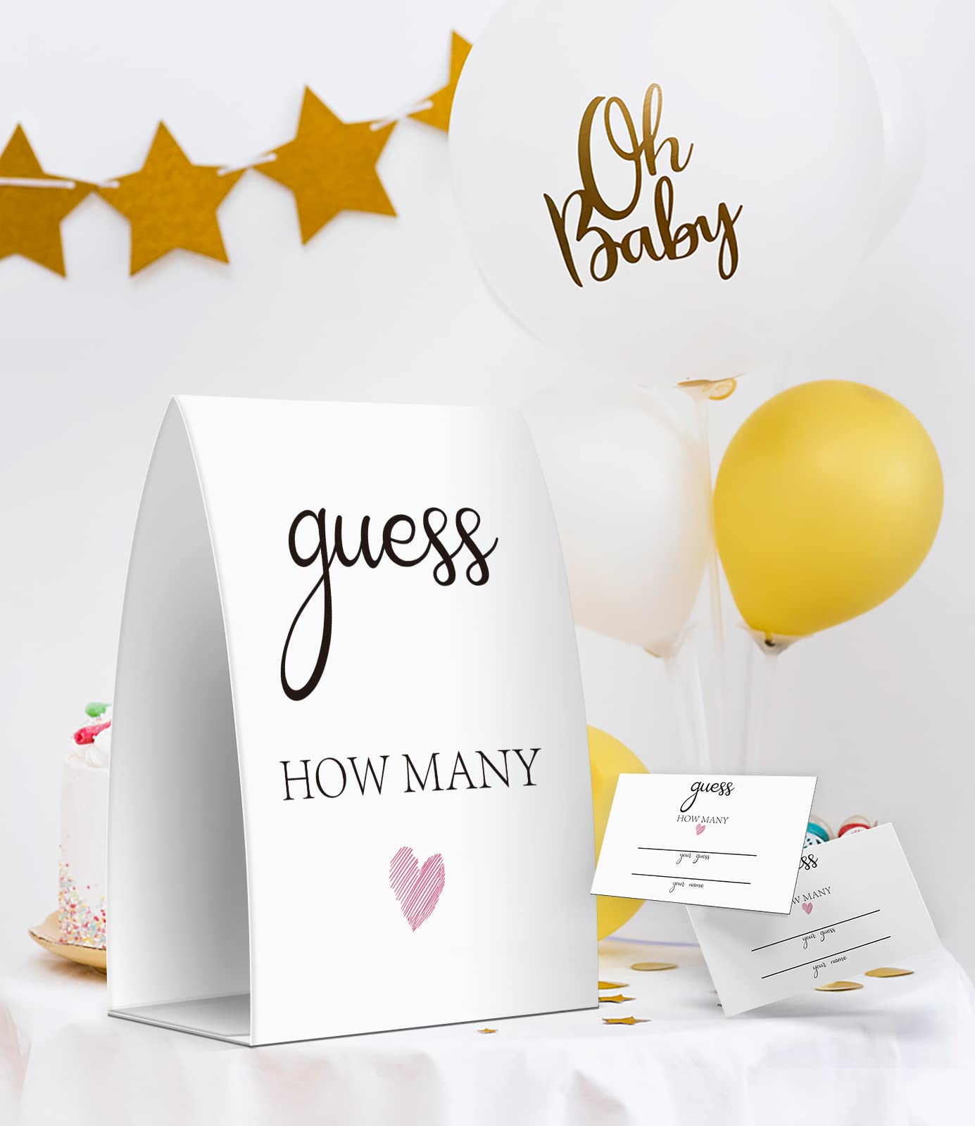 Guess How Many, Bridal Shower Decorations, Bridal Shower Games - One Sign And 50 Cards(Many021)
