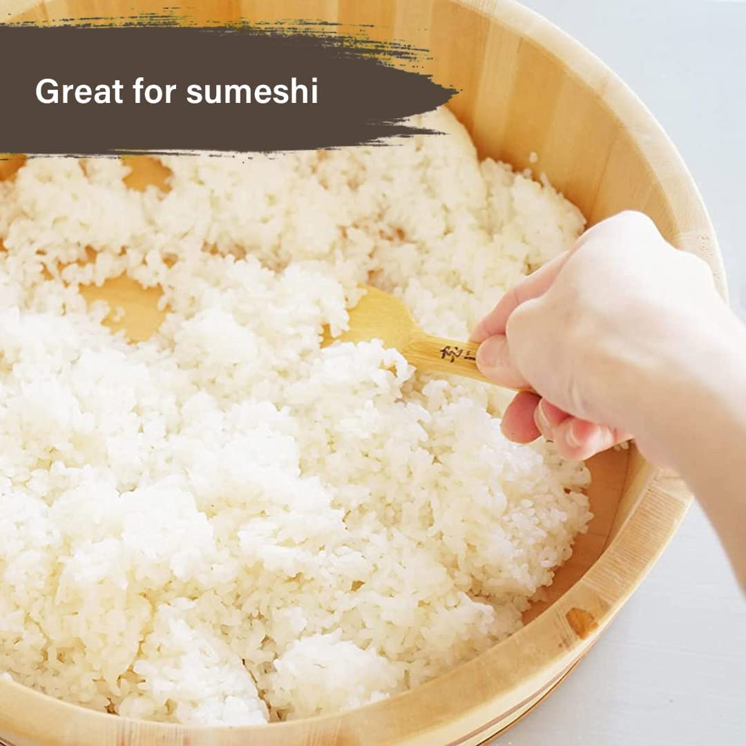 Tikusan Wooden Hangiri Sushi Rice Mixing Tub Pp Band With Lid Made In Japan Made Of Momi Fir Sushi Rice Bowl Sushi Oke (10.6'' (