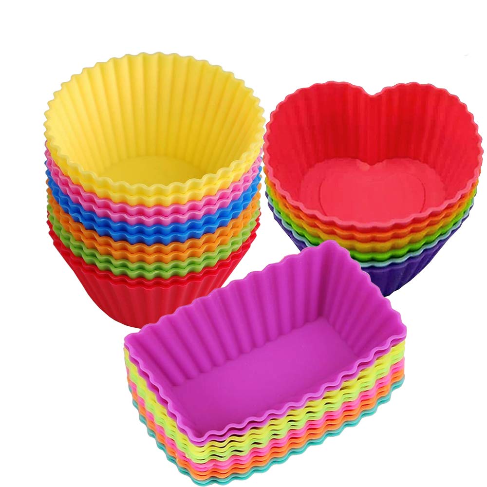 Silicone Baking Cups Muffin Cupcakes Liners Molds Sets In Storage Container Silicone Lunch Box Dividers Bento Box Accessories -3