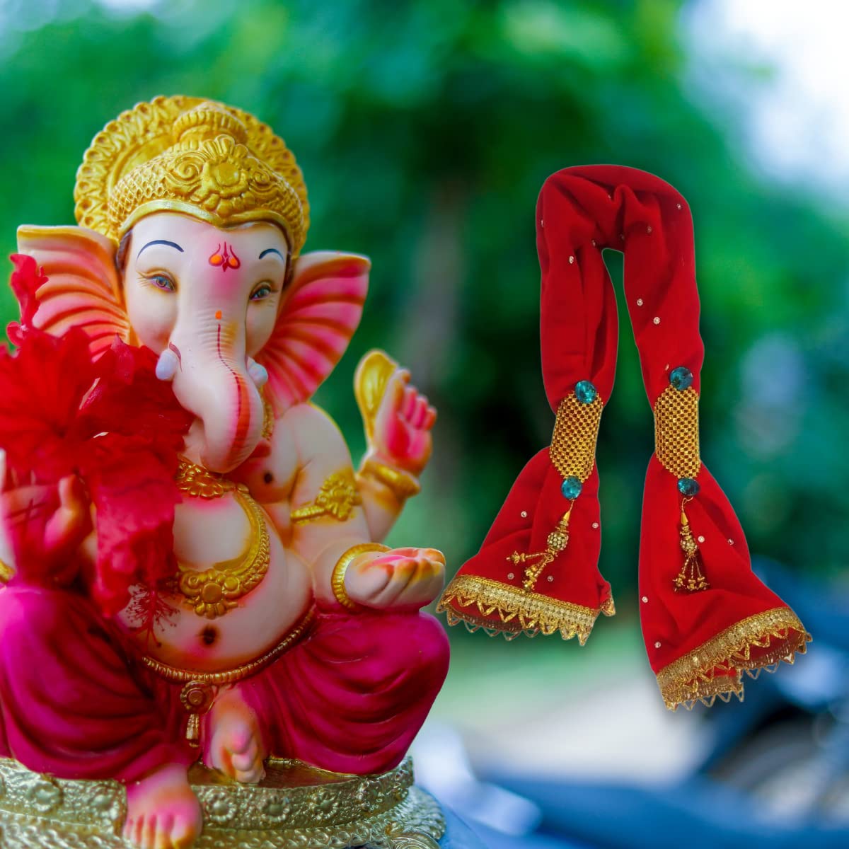 Jainkart Ganeshji Uparna/Gauri Ganpati Shela/Laxmi Decoration Accessories, Shringar, Dupatta/Chunari/Patka/Shawl/Dress/Poshak/De