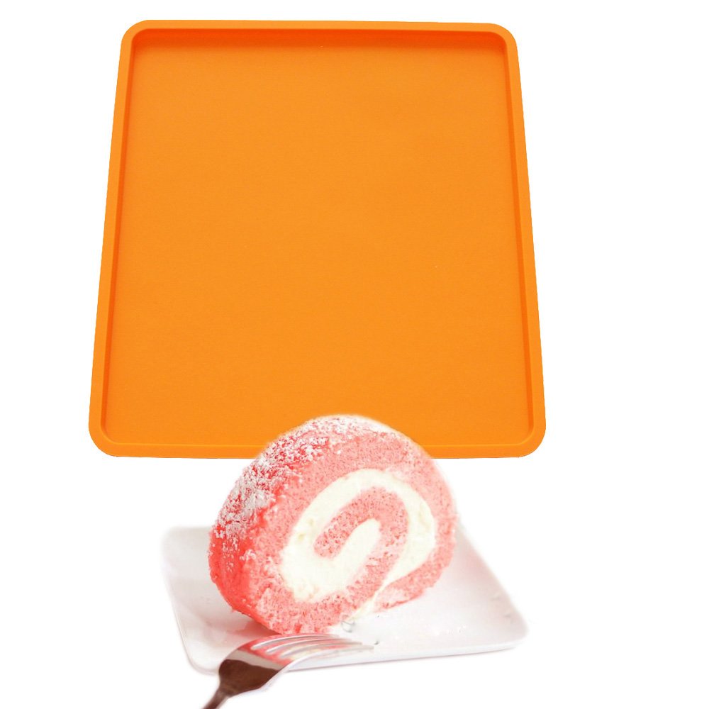 X-Haibei Swiss Roll Cake Mat Flexible Baking Tray Silicone Cookies Mold L10 W11Inch H 0.78Inch