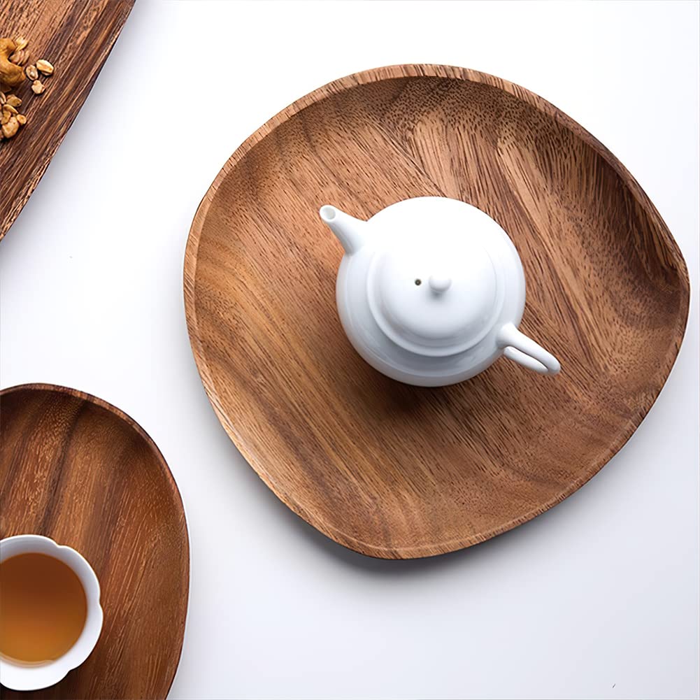 Aoosy Wood Serving Tray, Wooden Serving Platters Set For Serving Food, Fruit, Vegetable, Meat Breakfast Lunch Dinner In Bed Deco