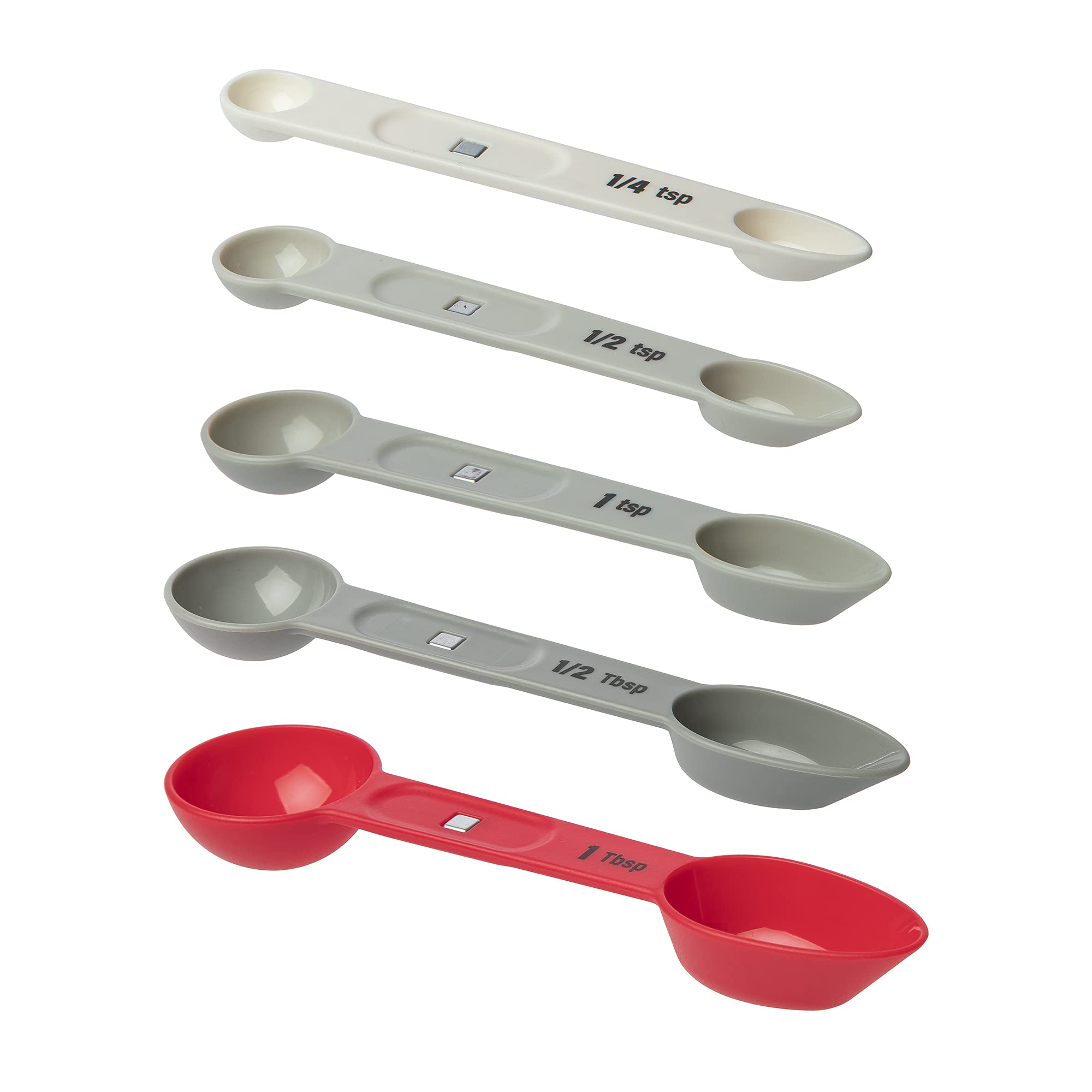 Prepworks Dual-Ended, Magnetic Measuring Spoon Set, White, 5 Piece
