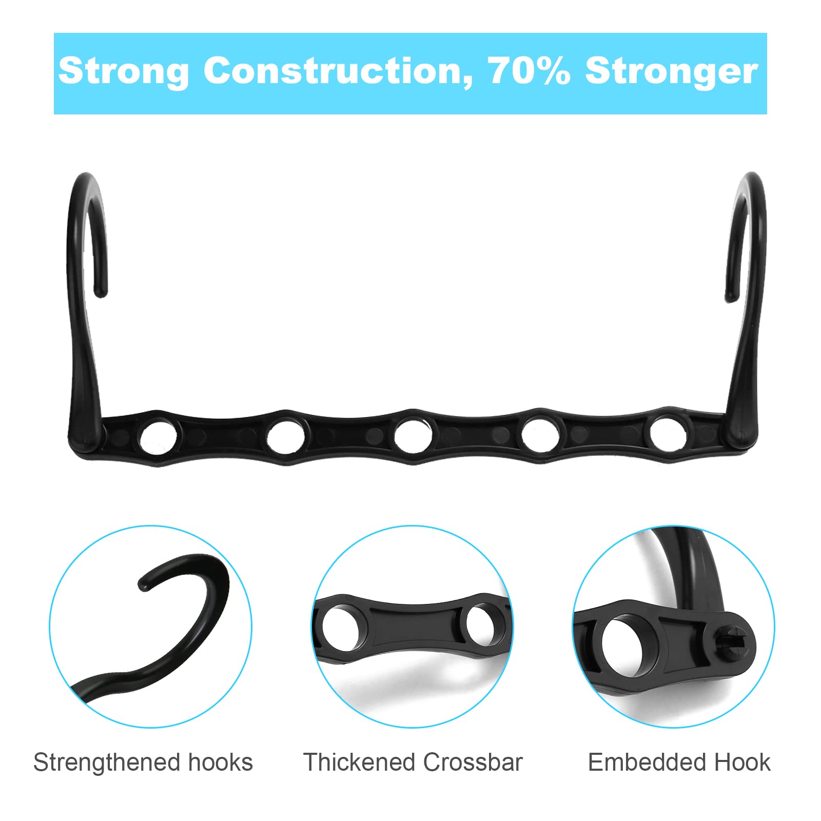 Space Saving Hangers  10PCS Magic Hangers  5 Holes Sturdy Plastic Clothes Closet Organizers and Storage  Space Saver Organization  College Dorm Room Essentials (Black)