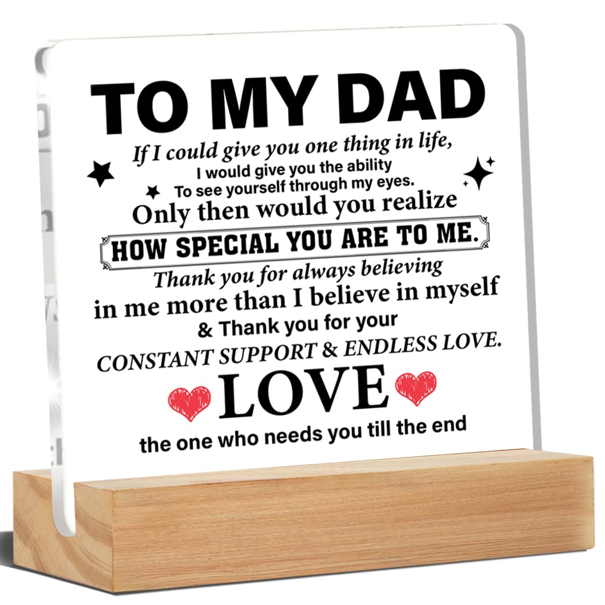 Acrylic Desk Plaque Sign - Best Dad Ever Gift for Christmas or Birthday From Daughter or Son