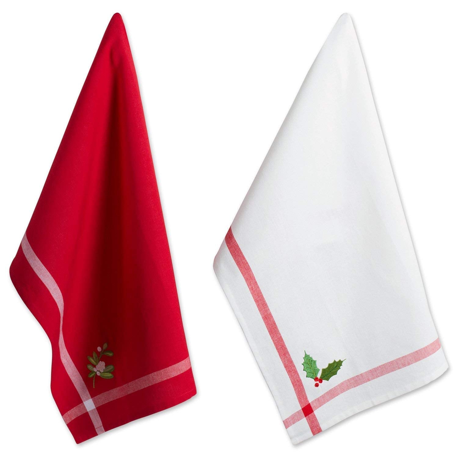DII Holiday Dish Towels Christmas Kitchen D  cor, 18x28, Holly & Mistletoe, 2 Piece