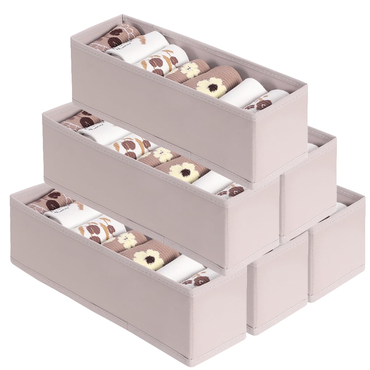 MURRI&MURRDI Mini Foldable Clothes Drawer Organizer 6 Pcs, Fabric Drawer Organizer for Nursery, Small Drawer Fabric Organizer fo